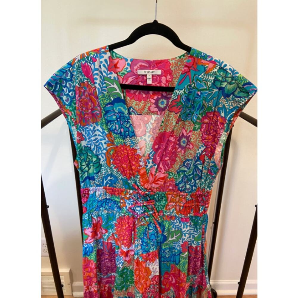 Derek Lam Fatima Tiered Floral-Print Stretch-Cotton Poplin Midi Dress size 16 - Picture 4 of 7